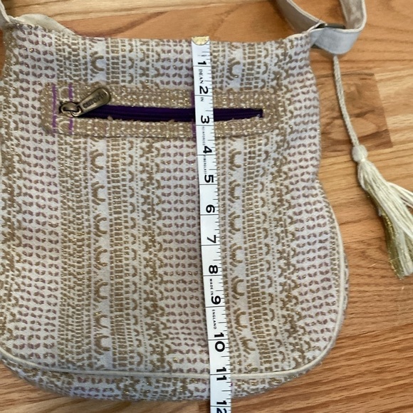 Catori Boho Crossbody gold/purple thread & Zippers Bohemian Hippie Beach Gypsy - Picture 13 of 14
